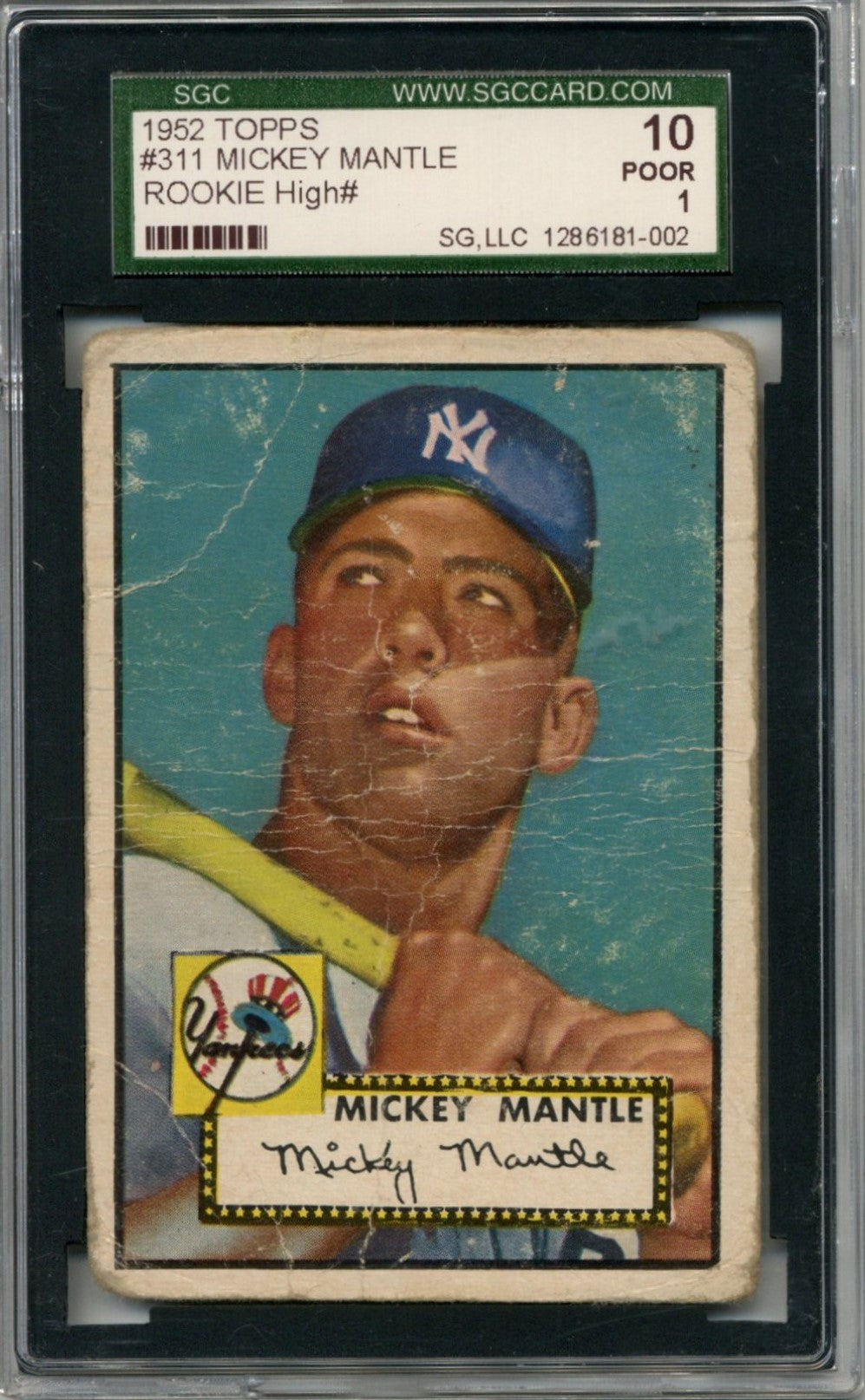 1952 Topps Mickey Mantle #311 SGC Poor 10